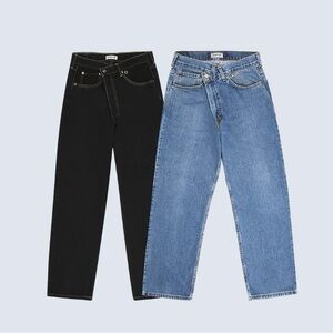 Parke Crossover Denim Baggy Jeans - Dark Wash